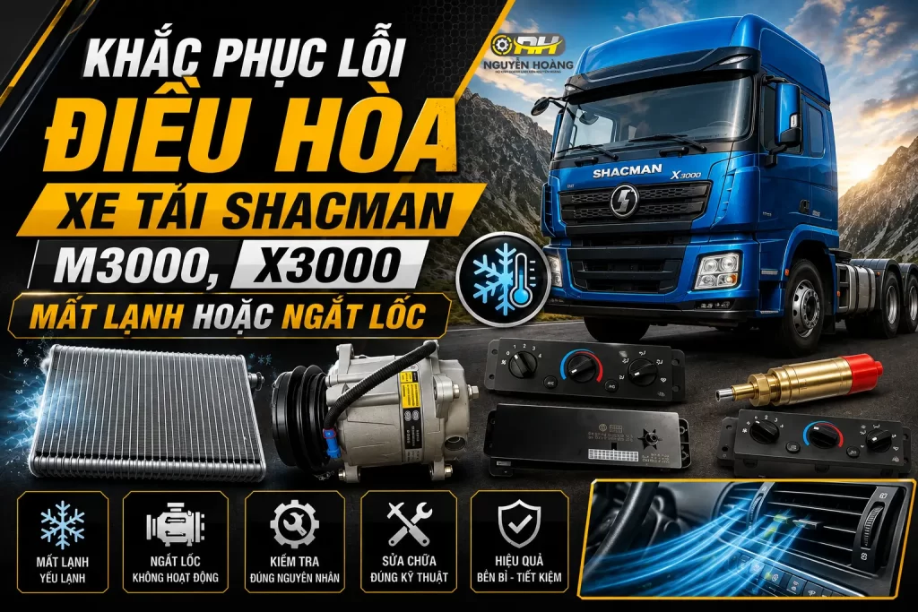 Khắc Phục Lỗi Điều Hòa Xe Tải Shacman M3000, X3000 Mất Lạnh Hoặc Ngắt Lốc