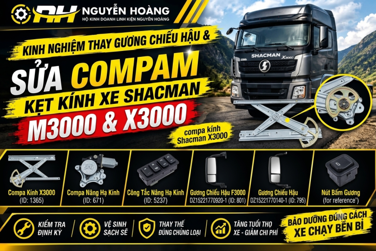 Kinh Nghiệm Thay Gương Chiếu Hậu, Sửa Compa Kẹt Kính Xe Shacman M3000, X3000